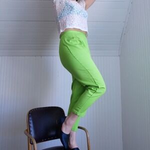Deadstock vintage 1950s/60s lime green high waisted lime green capri pants